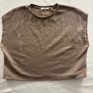 Zara Basic Brown Cap Sleeve Cropped Top Size S Minimalist Neutral Capsule